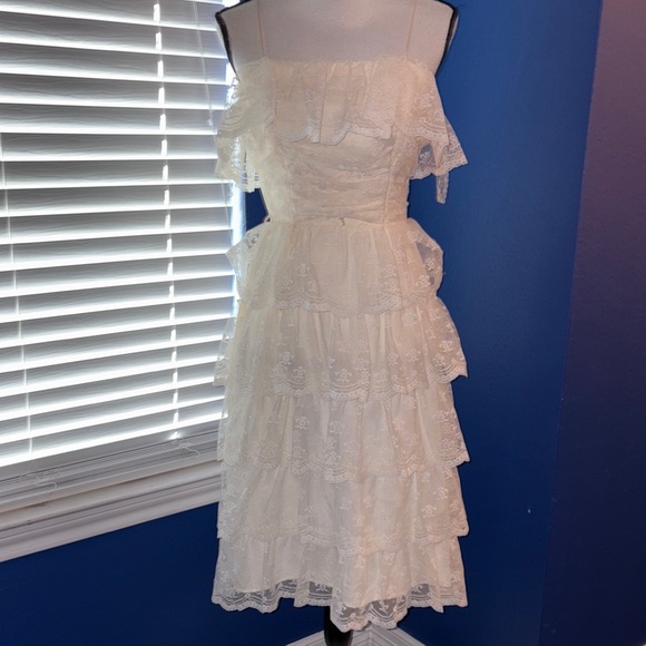 Vintage 1970s Cream Lace Two-Piece Dress | Gunne Sax Style No Size - Picture 15 of 17